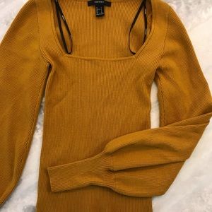 Balloon Sleeve Square Neck Sweater Size S